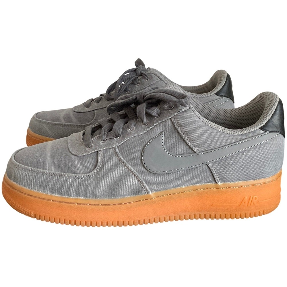 Nike Air Force 1 Low Grey Orange Canvas Gum Sole Sneakers AQ0117-001 Mens 10